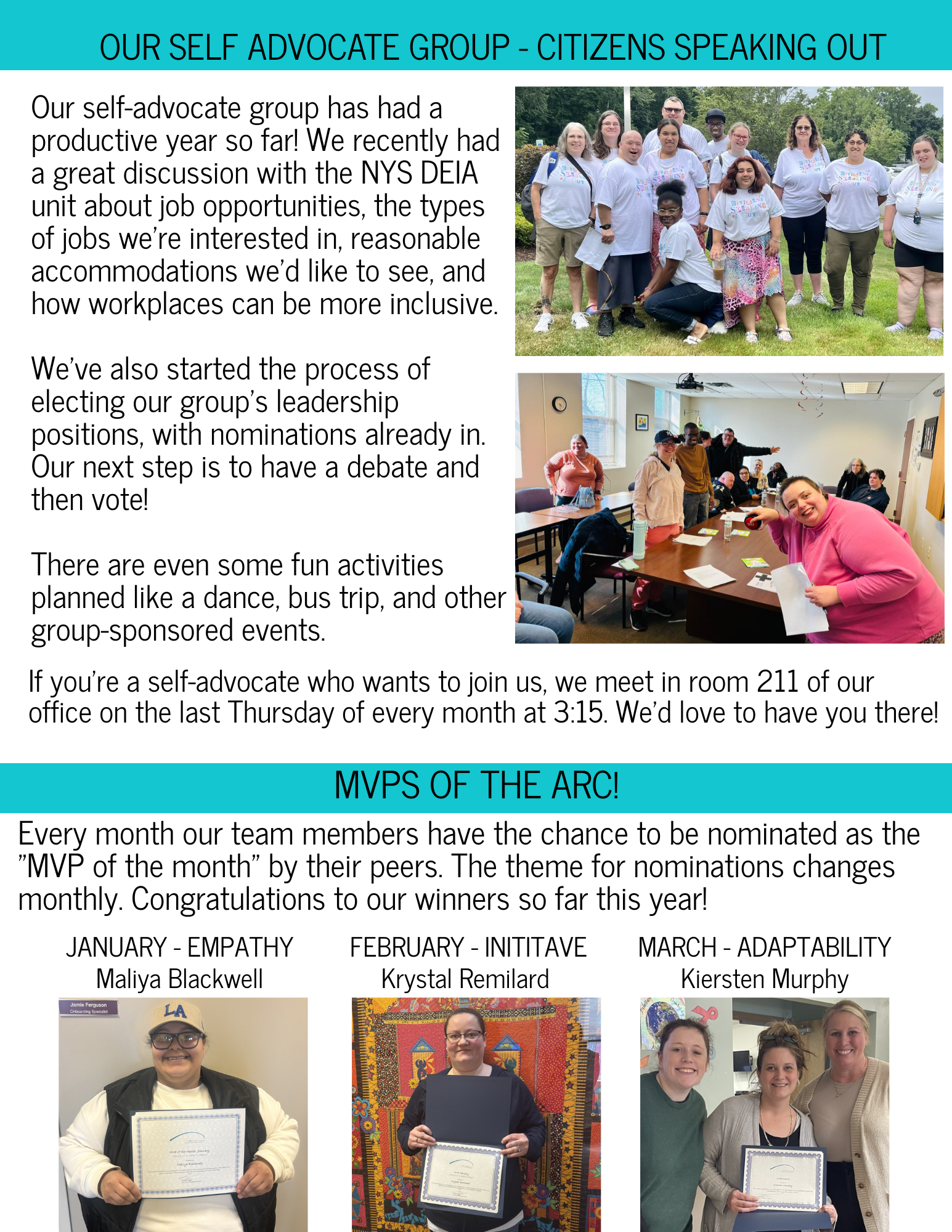 Arc of Rensselaer County Newsletter 